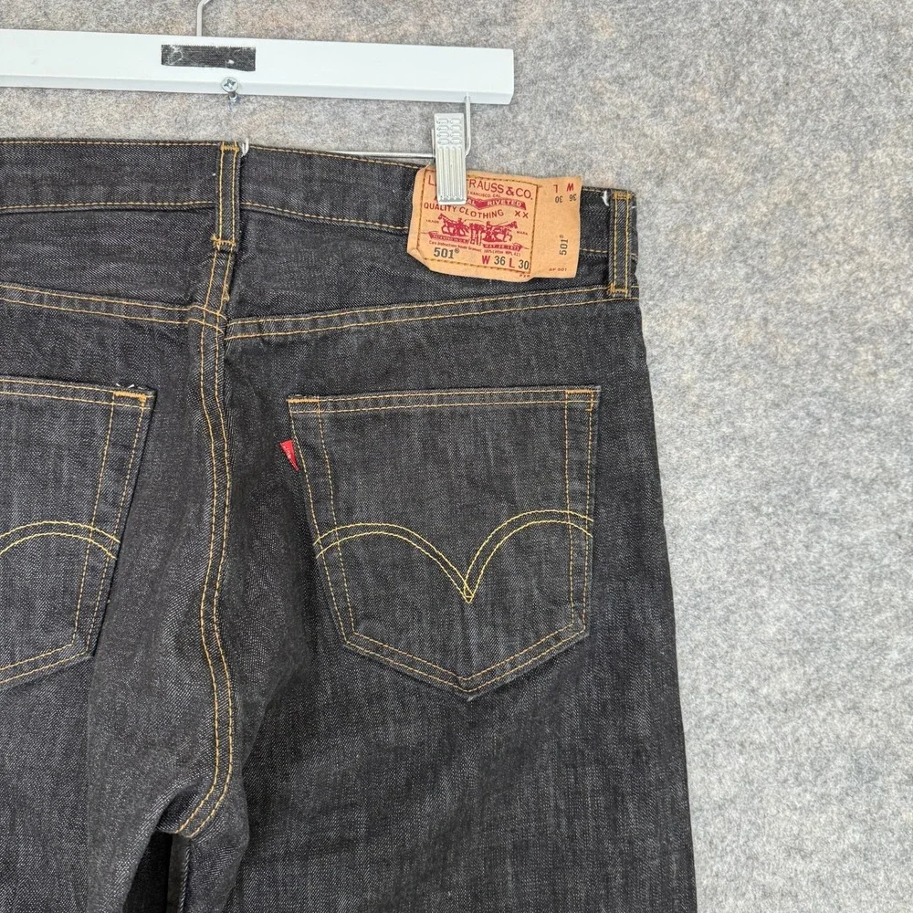 Vintage‎ Levi's 501 Jeans Mens 36x30 (fits 35x30) Dark Gray 90s Y2k Rugged Denim